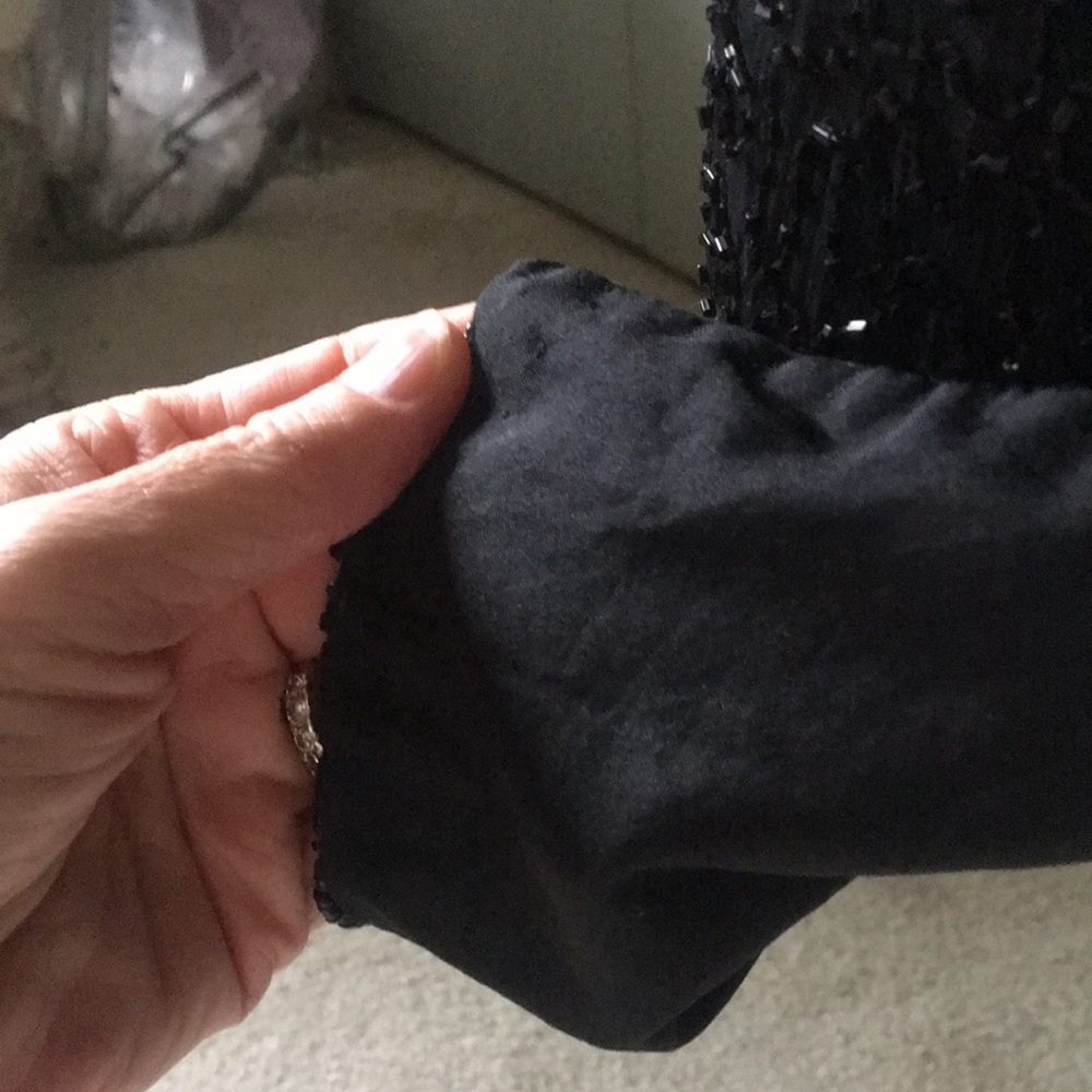 Laurence Kazar NEW YORK black beaded lined cocktail dress 100% silk - Picture 8 of 8